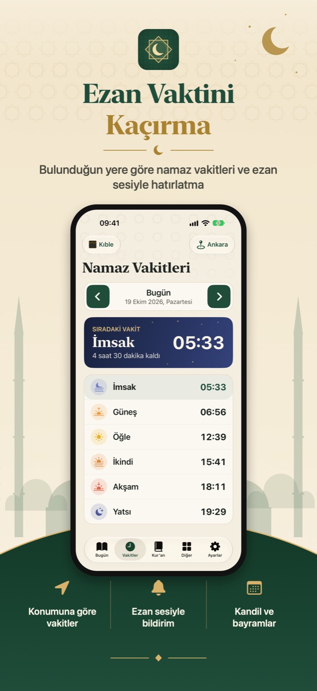 Besmele ekran görüntüsü: Namaz vakitleri