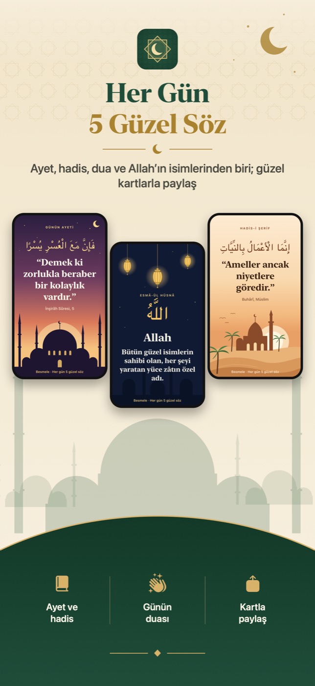 Besmele ekran görüntüsü: Her gün beş güzel söz