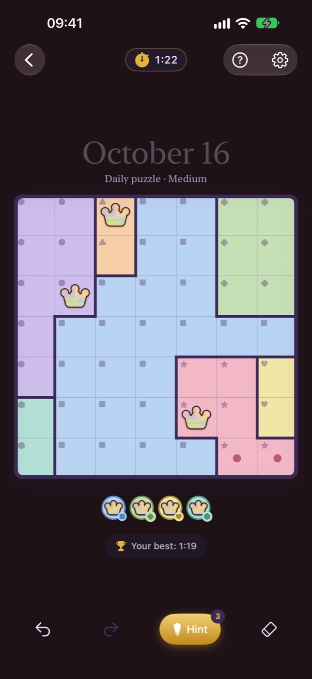 Dark mode with color-blind symbols
