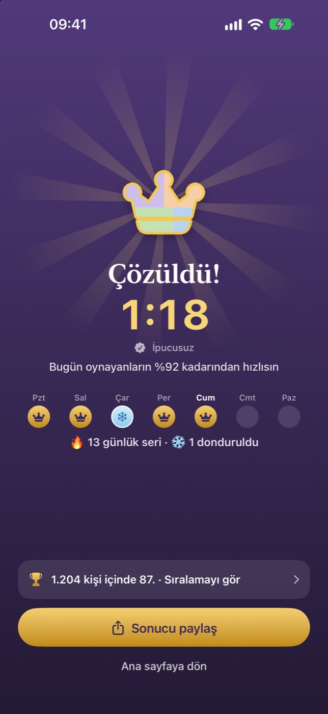 Günün bulmacası çözüldü kutlaması